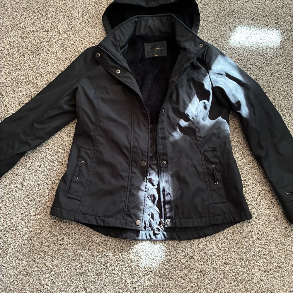 Weatherproof Women's Black Hooded Utility Jacket